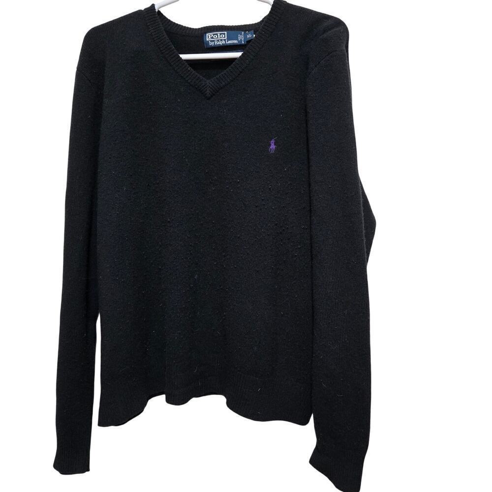 Polo Ralph Lauren Black Lambswool V-Neck Sweater Men’s XL